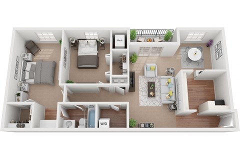 Floor plan for 2 beds, 1 bath, 1100 sqft